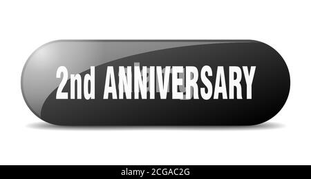 2nd anniversary button. rounded glass sign. sticker. banner Stock Vector