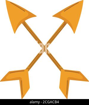 gold crossed arrows ornament isolated icon style vector illustration Stock Vector