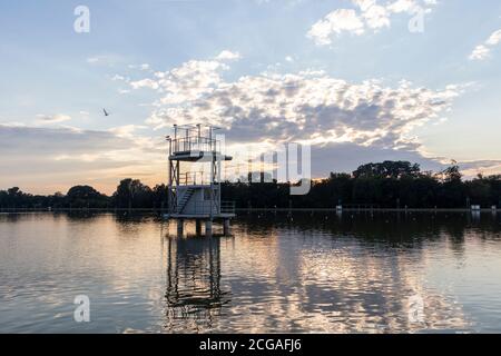 Sunset panorama of Rowing Venue in city of Plovdiv, Bulgaria Stock ...