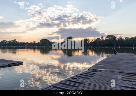 Sunset panorama of Rowing Venue in city of Plovdiv, Bulgaria Stock ...