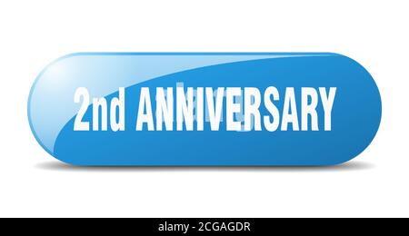 2nd anniversary button. rounded glass sign. sticker. banner Stock Vector