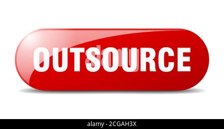 outsource button. rounded glass sign. sticker. banner Stock Vector