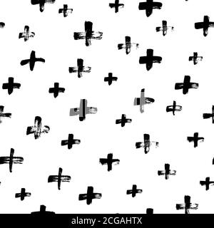 Black crosses vector seamless pattern. Stock Vector