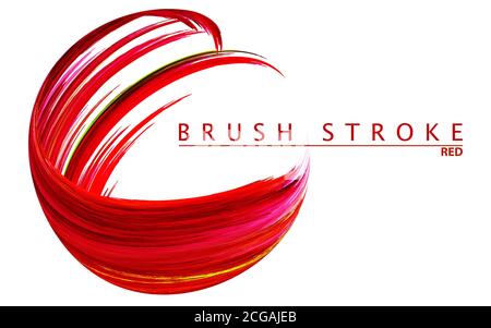 Venetian red brushstroke on white background. Color vector graphic illustration with artistic swirl Stock Vector