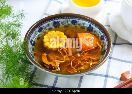 Corn carrots sparerib soup Stock Photo