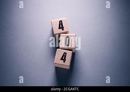 404 Word Written on Wooden Cubes Stock Photo