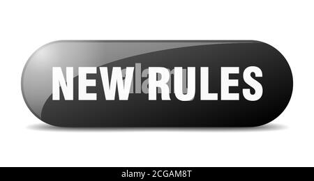 new rules button. rounded glass sign. sticker. banner Stock Vector