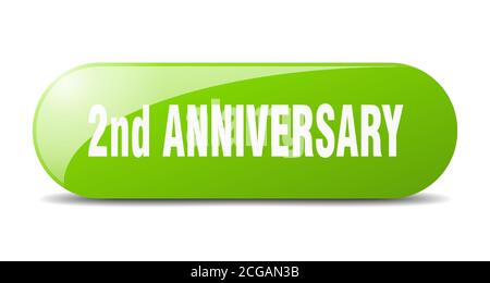 2nd anniversary button. rounded glass sign. sticker. banner Stock Vector