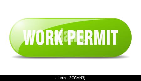 work permit button. rounded glass sign. sticker. banner Stock Vector
