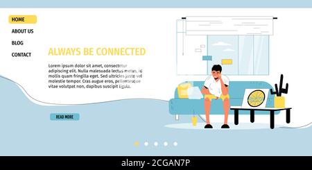 Always stay connected landing page design template Stock Vector