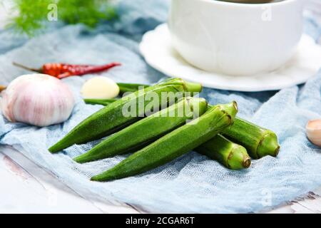 Fresh okra Stock Photo