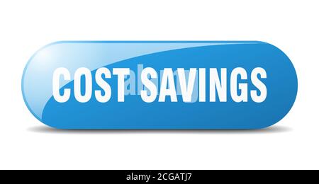 cost savings button. rounded glass sign. sticker. banner Stock Vector