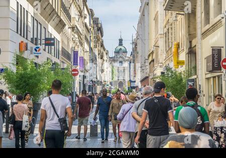 Rue Saint Ferreol, popular shopping venue in the Old Town of Marseille, Bouches-du-Rhône department, southern France Stock Photo