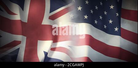 Flag Images of the Concept of International Relations between the UK and US.