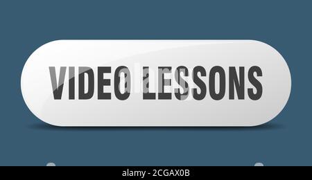 video lessons button. rounded glass sign. sticker. banner Stock Vector