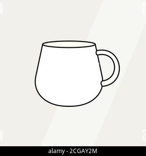 Tea cup simple form vector illustration. Vector line illustration isolated mug logo icon cafe banner flayer coffee shop Stock Vector