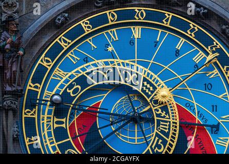 Close up of the Astronomical or Solar Clock, Prague Old Town, Czech Republic. Stock Photo