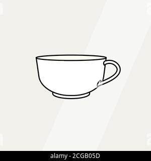 Tea cup simple form vector illustration. Vector line illustration isolated mug logo icon cafe banner flayer coffee shop Stock Vector