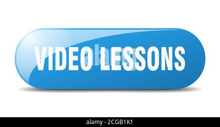 video lessons button. rounded glass sign. sticker. banner Stock Vector