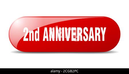 2nd anniversary button. rounded glass sign. sticker. banner Stock Vector