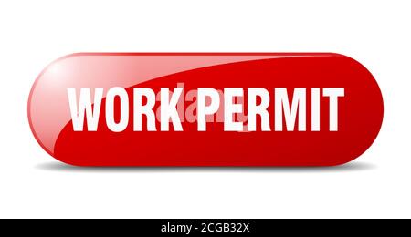 work permit button. rounded glass sign. sticker. banner Stock Vector