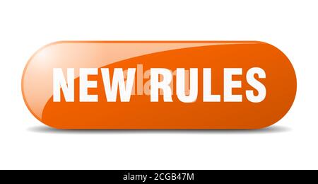 new rules button. rounded glass sign. sticker. banner Stock Vector