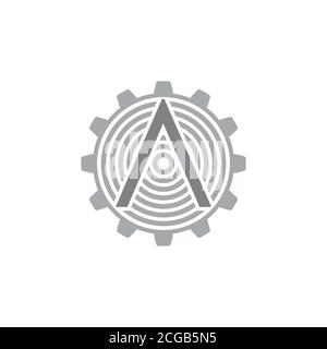arrow cog machine industrial logo vector Stock Vector