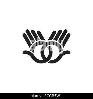 linked hand palm hi lines art symbol decoration vector Stock Vector