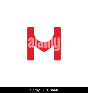 letter HM simple geometric curves logo vector Stock Vector