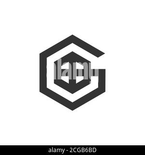 letter g plus hexagonal window home shape logo vector Stock Vector