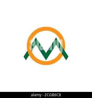 letter om mountain sun geometric line logo vector Stock Vector