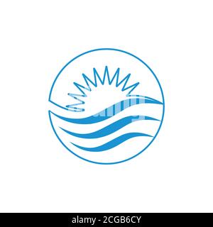 sun waves circle outline design vector Stock Vector