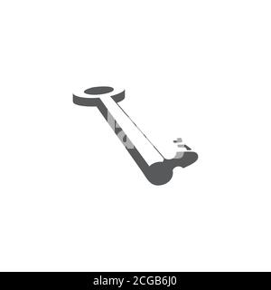 simple key symbol, 3d negative space shadow design logo vector Stock Vector