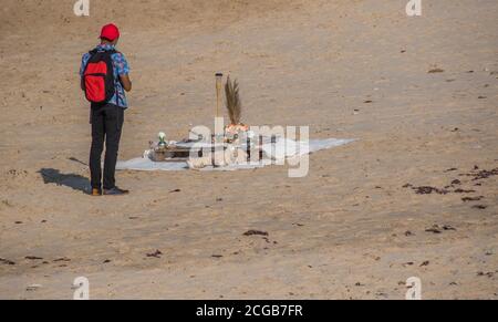 Port Elizabeth South Africa - residents enjoy an afternoon out in early spring on Summerstrand beach Stock Photo