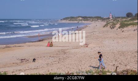 Port Elizabeth South Africa - residents enjoy an afternoon out in early spring on Summerstrand beach Stock Photo