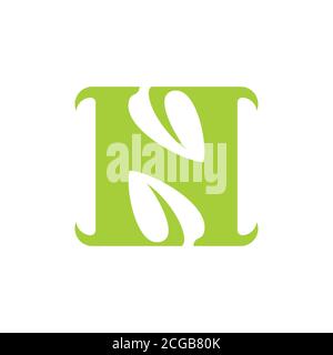 letter n leaf geometric curves logo vector Stock Vector