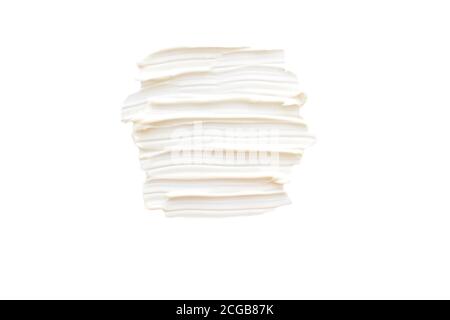 Delicate texture of white cream on a white background. Stock Photo