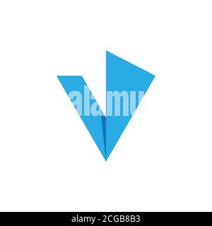 letter v simple paper fold 3d logo Stock Vector