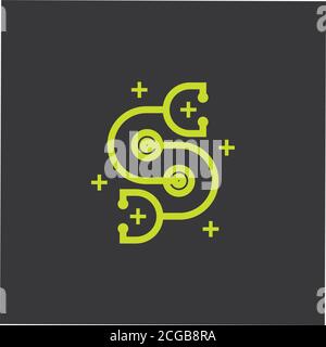 letter sc stethoscope medical logo vector Stock Vector