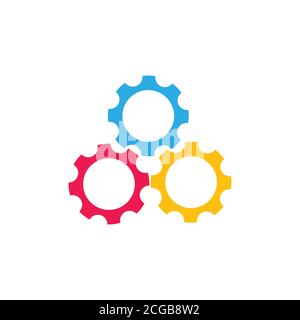 cute three colorful cog machine symbol logo vector Stock Vector