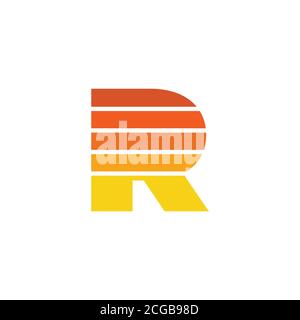 letter R simple Sunset stripes geometric Gradient logo vector Stock Vector