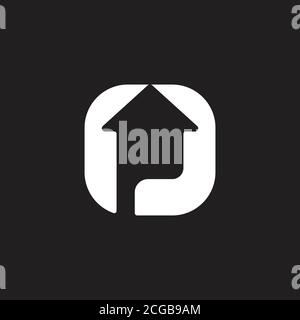 abstract letter p home arrow up square negative space logo vector Stock Vector