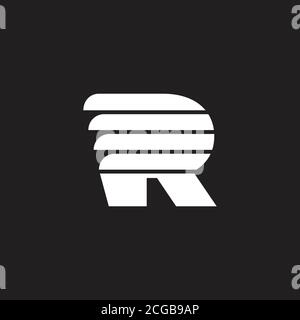 letter R stripes motion simple geometric logo vector Stock Vector
