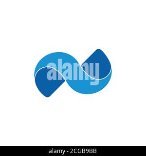 simple 3d twist blue wave logo vector Stock Vector