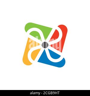 colorful fan propeller line logo vector Stock Vector