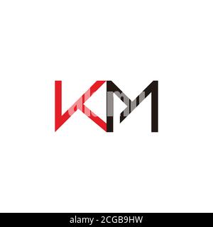 letter km simple geometric colorful logo vector Stock Vector