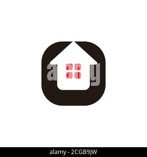 simple geometric home shape square arrow up symbol vector Stock Vector
