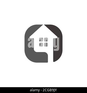 abstract home arrow up square letter q logo vector Stock Vector
