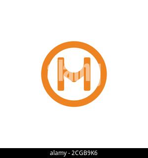 letter mh simple geometric circle logo vector Stock Vector