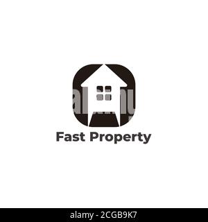 fast arrow up home property symbol logo vector Stock Vector